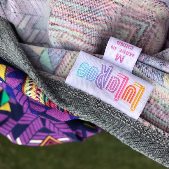 Lularoe Gray Purple Printed Midi Shirt Dress - Picture 6 of 6